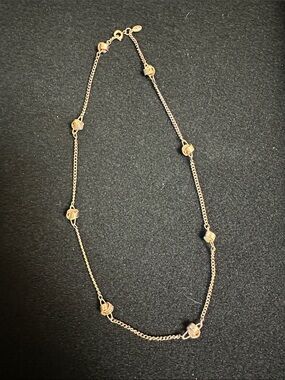 Vintage Avon Delicate Gold Tone Love Knot Station Choker Necklace